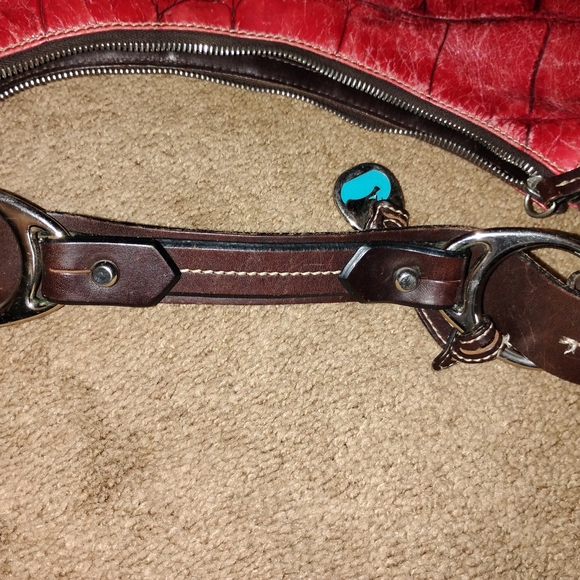 Dooney & Bourke Red Croc-Embossed Leather Shoulder Bag - Picture 6 of 6